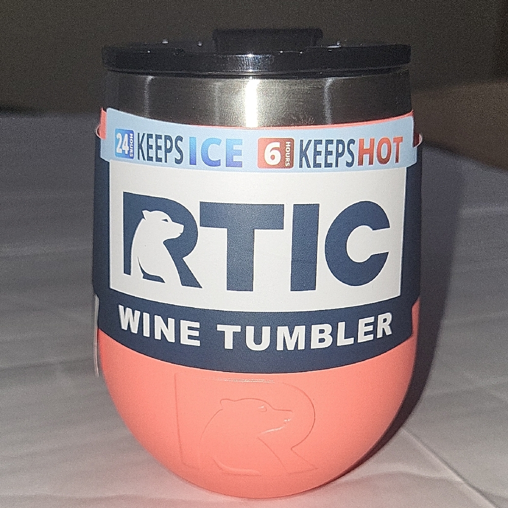 RTIC NEW With Box CORAL Wine Tumbler . Design In Texas . Dishwasher Safe.